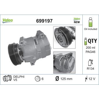 Compresseur, climatisation VALEO 699197 pour RENAULT MEGANE 1.4 e - 75cv