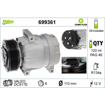 Compresseur, climatisation VALEO 699361 pour RENAULT AVANTIME 2.2 DCI - 150cv