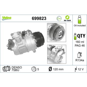 Compresseur, climatisation VALEO 699823 pour BMW Série 5 530 d - 193cv