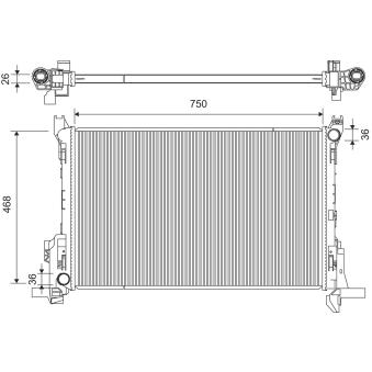 Radiateur, refroidissement du moteur VALEO 701356 pour OPEL VIVARO 1.6 CDTI - 121cv