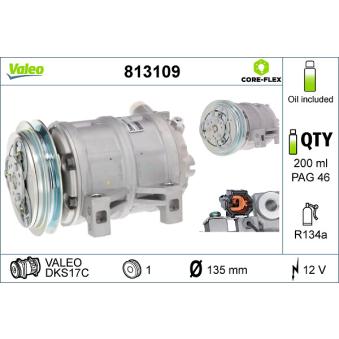 Compresseur, climatisation VALEO 813109 pour AUDI 200 2.5 D - 83cv