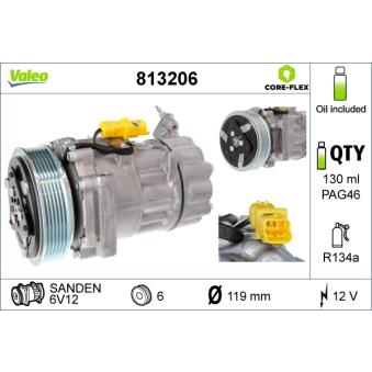 Compresseur, climatisation VALEO 813206 pour CITROEN C3 Picasso One - 95cv