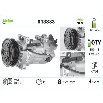 Compresseur, climatisation VALEO 813383 pour AUDI A3 1.5 dCi 110 - 110cv