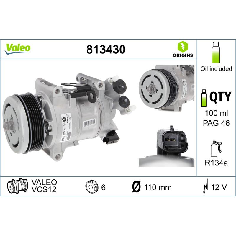 Compresseur, climatisation VALEO 813430 - Visuel 1