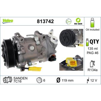Compresseur, climatisation VALEO 813742 pour CITROEN C5 2.7 HDI - 204cv