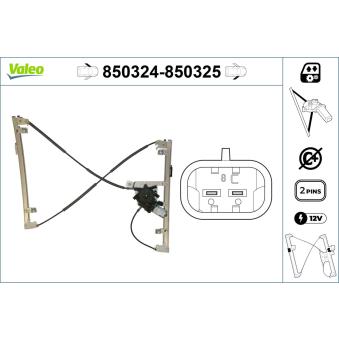 Lève-vitre VALEO 850324 pour PEUGEOT 206+ 1.1 - 60cv