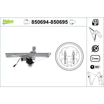 Lève-vitre VALEO 850694 pour FORD TRANSIT CUSTOM 1.4 - 73cv