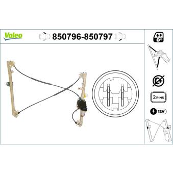 Lève-vitre VALEO 850796 pour MERCEDES-BENZ CLK 1.9 DCI - 110cv