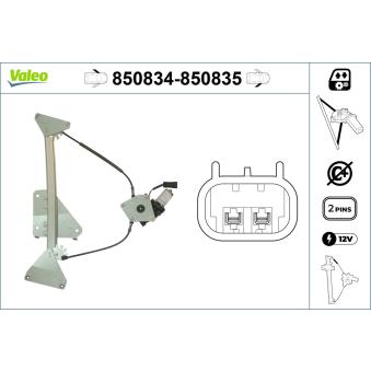 Lève-vitre VALEO 850834 pour HYUNDAI COUPE 2.0 GLS - 143cv
