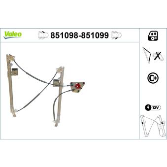 Lève-vitre VALEO 851098 pour SKODA RAPID 1.2 TSI - 105cv