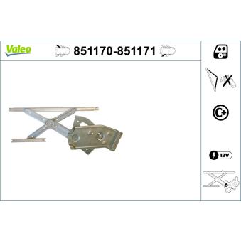 Lève-vitre VALEO 851170 pour SKODA OCTAVIA 1.6 E85 - 110cv