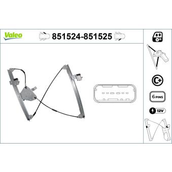 Lève-vitre VALEO 851524 pour PEUGEOT 607 2.2 HDI - 133cv