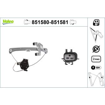 Lève-vitre VALEO 851580 pour CHEVROLET REZZO 2.2 CRD - 150cv