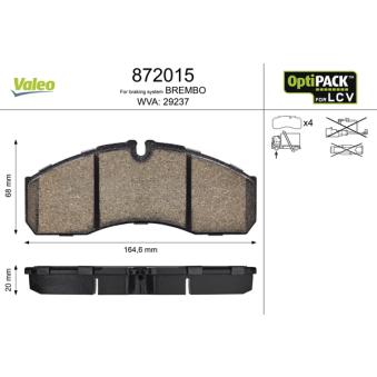 Jeu de 4 plaquettes de frein avant VALEO OEM 0034204620