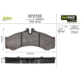 Jeu de 4 plaquettes de frein avant VALEO OEM A0034201720