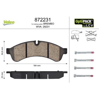 Jeu de 4 plaquettes de frein arrière VALEO OEM 500055652