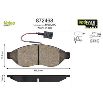 Jeu de 4 plaquettes de frein avant VALEO OEM 425357 Jeu de 4 plaquettes de frein avant VALEO OEM 425357