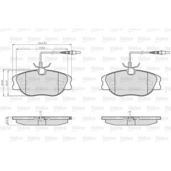 Jeu de 4 plaquettes de frein avant VALEO OEM 425109 Jeu de 4 plaquettes de frein avant VALEO OEM 425109