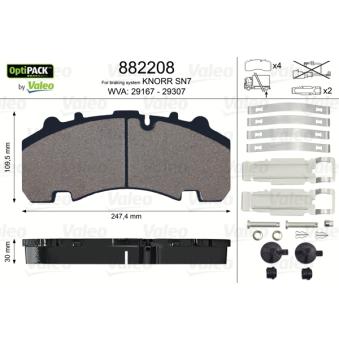 Jeu de 4 plaquettes de frein arrière VALEO OEM 0980106200