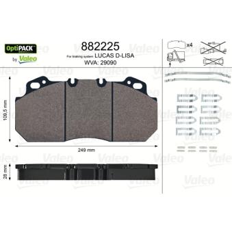 Jeu de 4 plaquettes de frein avant VALEO OEM 5001831161 Jeu de 4 plaquettes de frein avant VALEO OEM 5001831161