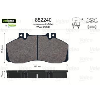 Jeu de 4 plaquettes de frein arrière VALEO OEM 0014201520