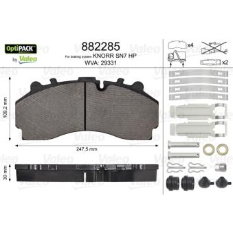 Jeu de 4 plaquettes de frein avant VALEO OEM 1856108