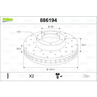 Jeu de 2 disques de frein avant VALEO OEM 91517695