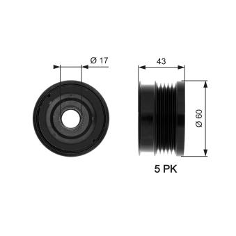 Poulie roue libre, alternateur GATES OEM 1204376