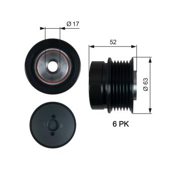 Poulie roue libre, alternateur GATES [OAP7187]