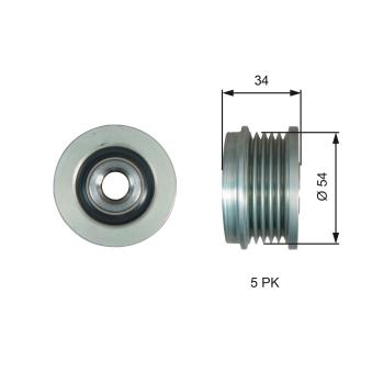 Poulie roue libre, alternateur GATES OEM 1204184