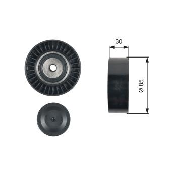 Poulie renvoi/transmission, courroie trapézoïdale à nervures GATES [T36477]