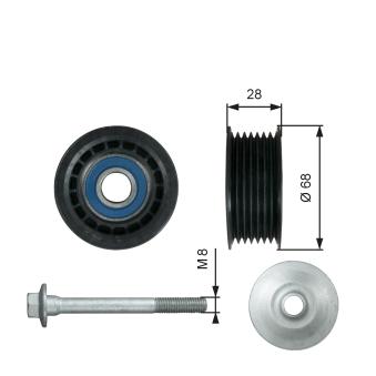 Poulie renvoi/transmission, courroie trapézoïdale à nervures GATES T36731 pour MERCEDES-BENZ CLASSE S S 400 CDI - 250cv