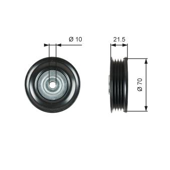 Poulie renvoi/transmission, courroie trapézoïdale à nervures GATES T36747 pour OPEL AGILA 1.0 - 65cv