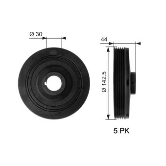 Poulie, vilebrequin GATES TVD1027 pour CITROEN BX 1.9 D - 64cv