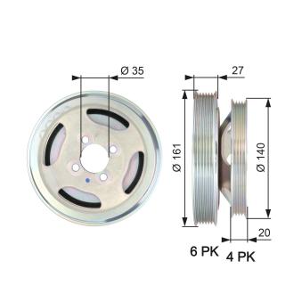 Poulie, vilebrequin GATES TVD1075 pour FIAT LINEA 1.3 D Multijet - 90cv