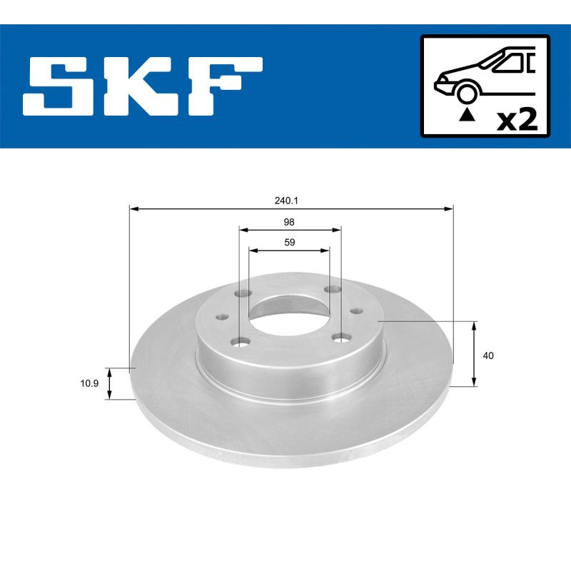 Jeu de 2 disques de frein avant SKF VKBD 80058 S2 - Visuel 1