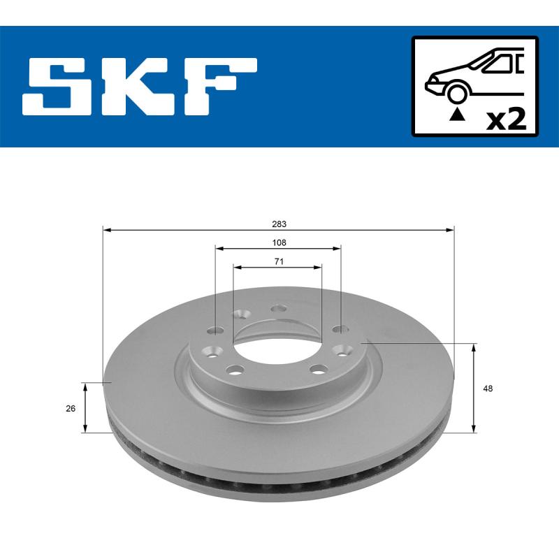Jeu de 2 disques de frein avant SKF VKBD 80061 V2 - Visuel 2