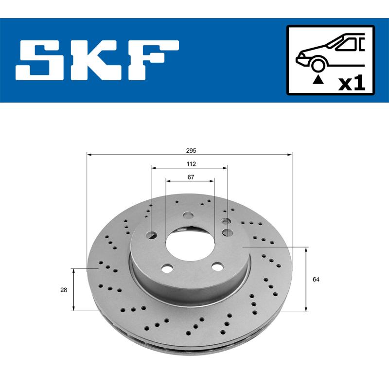 Jeu de 2 disques de frein avant SKF VKBD 80068 V1 - Visuel 1