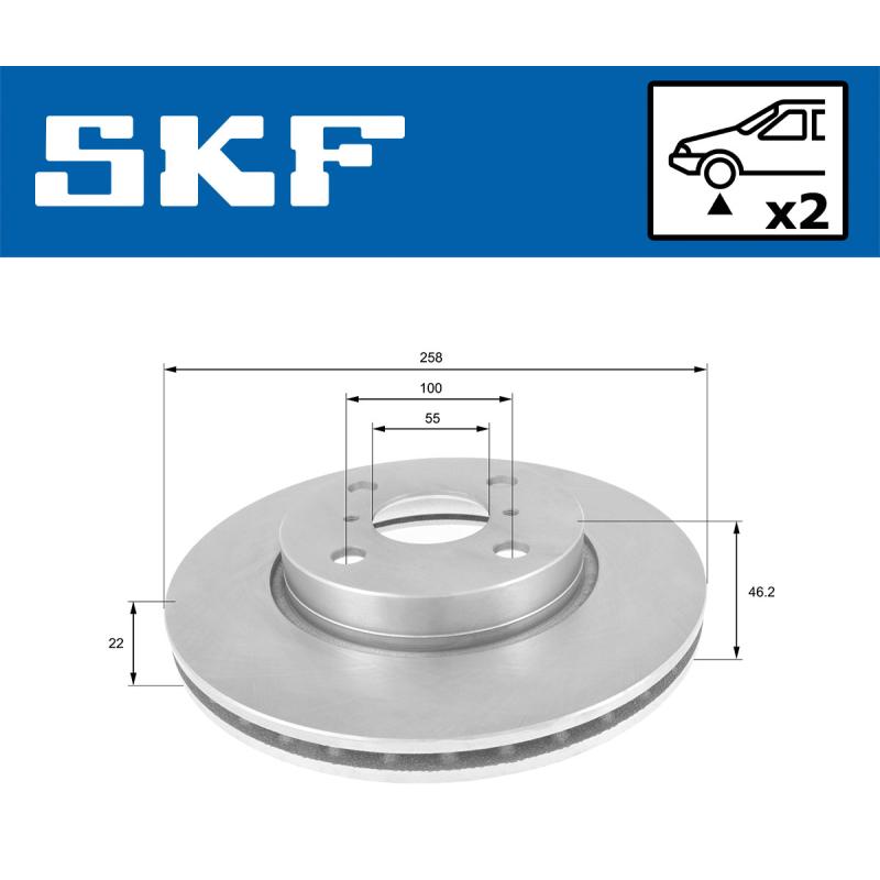 Jeu de 2 disques de frein avant SKF VKBD 80080 V2 - Visuel 1