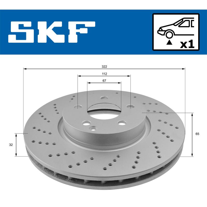 Jeu de 2 disques de frein avant SKF VKBD 80085 V1 - Visuel 1