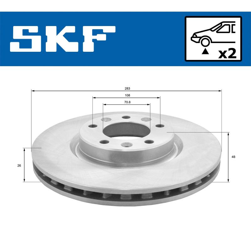 Jeu de 2 disques de frein avant SKF VKBD 80090 V2 - Visuel 1