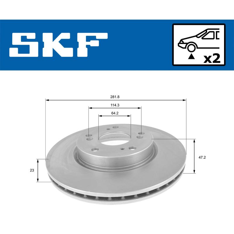 Jeu de 2 disques de frein avant SKF VKBD 80095 V2 - Visuel 1
