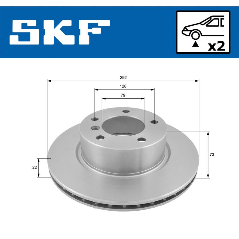 Jeu de 2 disques de frein avant SKF VKBD 80099 V2 - Visuel 1