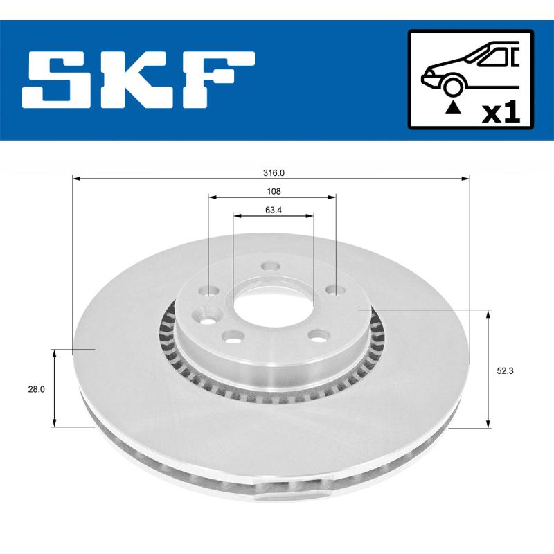 Jeu de 2 disques de frein avant SKF VKBD 80116 V1 - Visuel 1