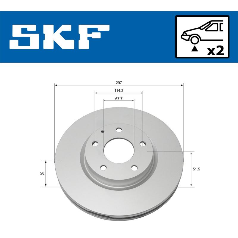 Jeu de 2 disques de frein avant SKF VKBD 80147 V2 - Visuel 1