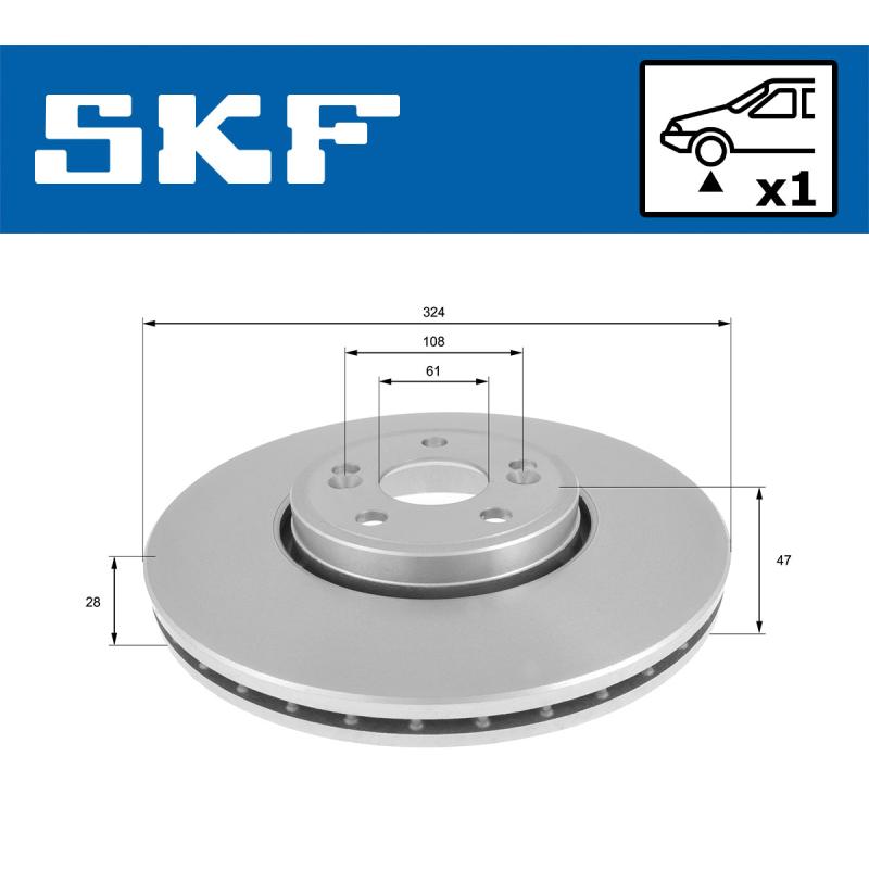 Jeu de 2 disques de frein avant SKF VKBD 80149 V1 - Visuel 1