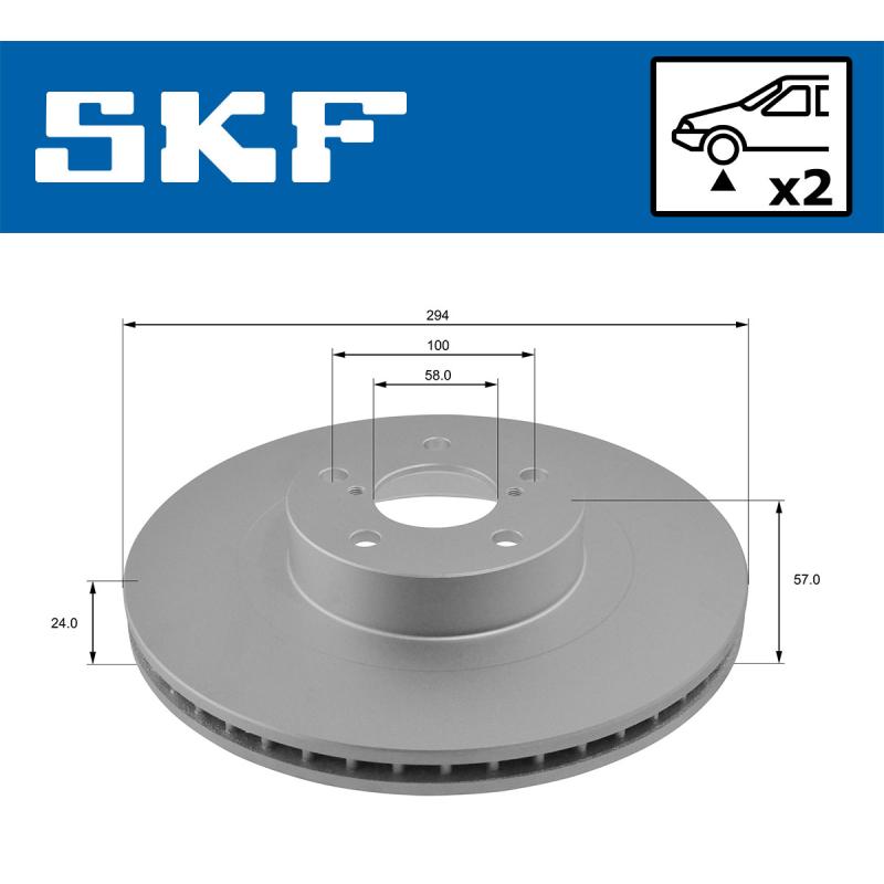 Jeu de 2 disques de frein avant SKF VKBD 80153 V2 - Visuel 1