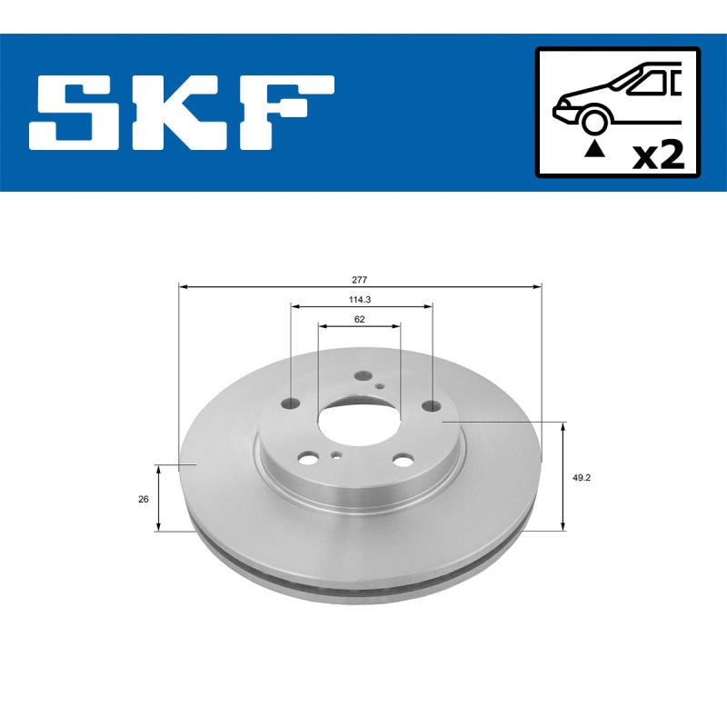 Jeu de 2 disques de frein avant SKF VKBD 80160 V2 - Visuel 1