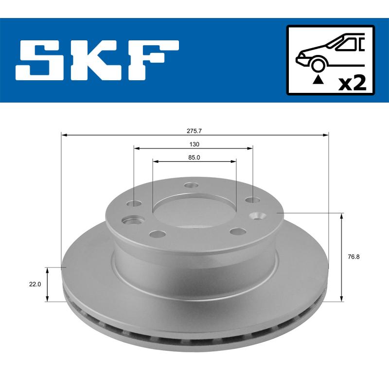 Jeu de 2 disques de frein avant SKF VKBD 80174 V2 - Visuel 1