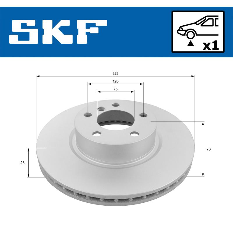Jeu de 2 disques de frein avant SKF VKBD 80179 V1 - Visuel 1
